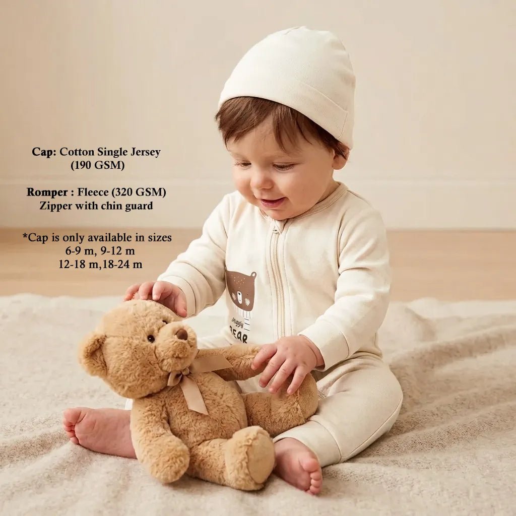 Baby Fleece Full Length Romper Set (Snuggly Bear)