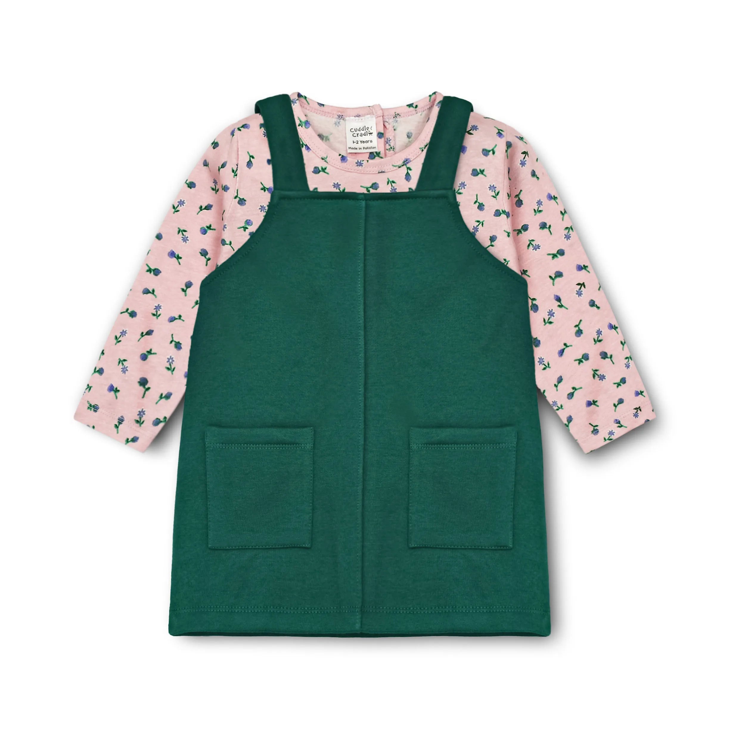 Girls Fleece Frock & Shirt Set (Jade Green)