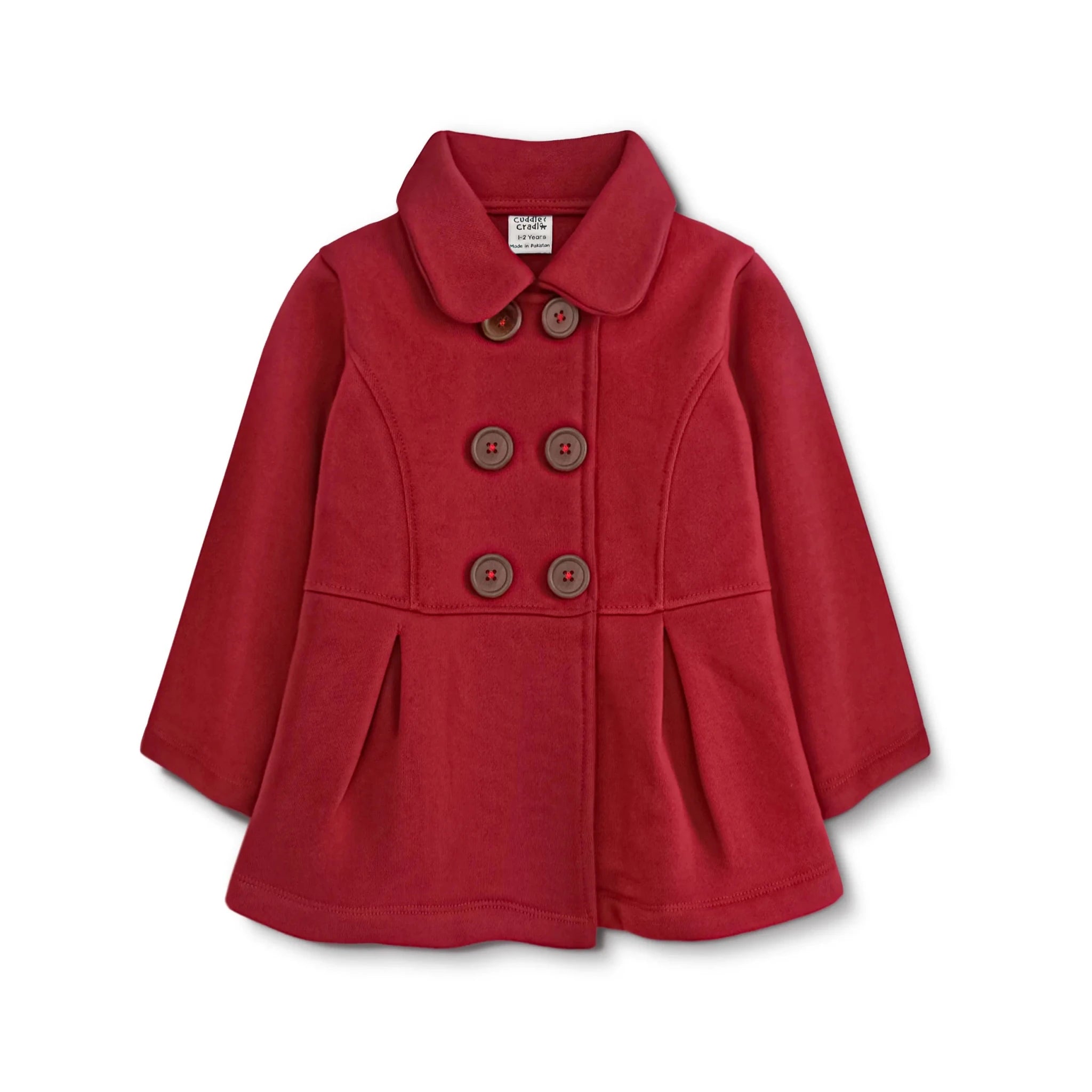 Girls Fleece Coat (Red-001)