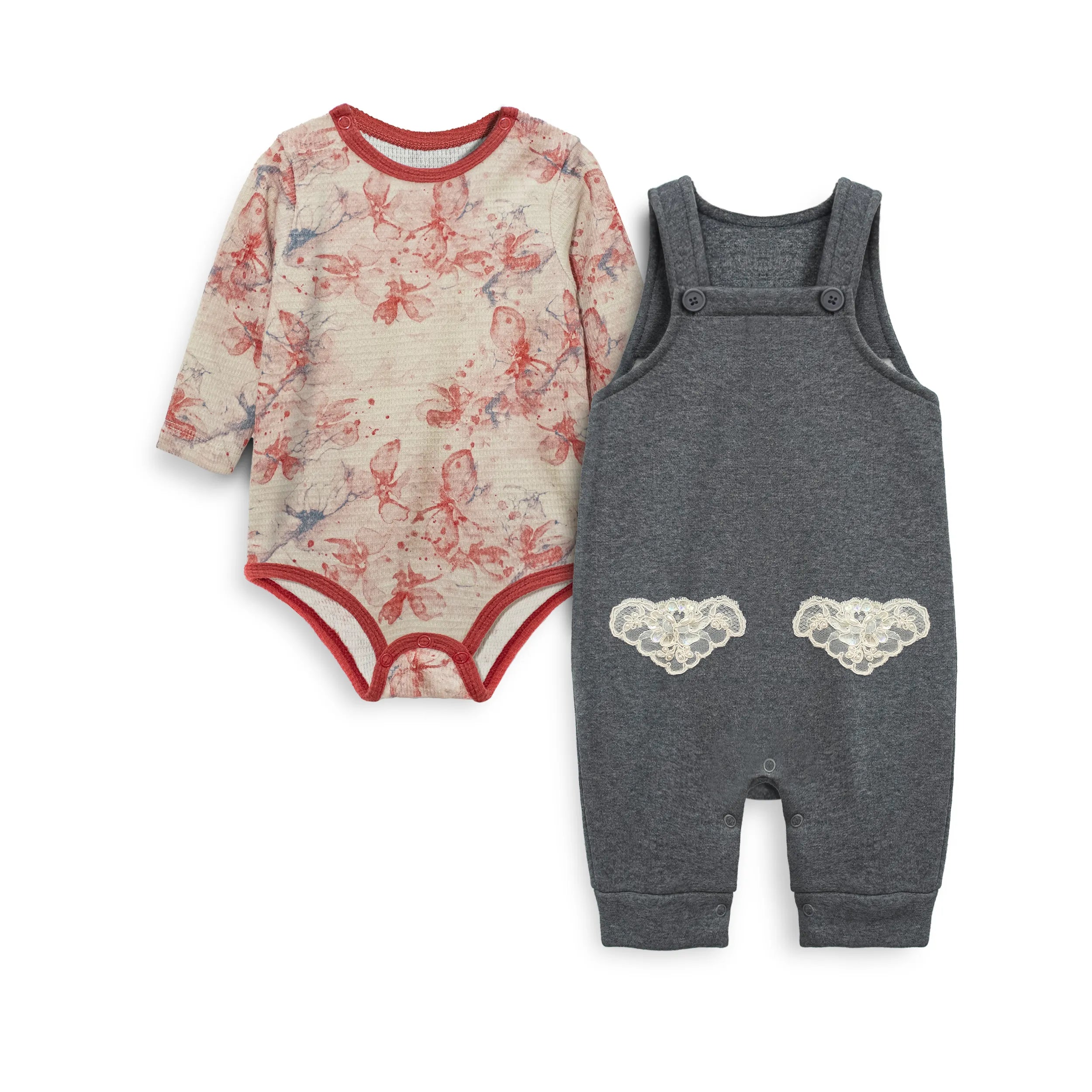 Baby Fleece Romper Set (Floral)