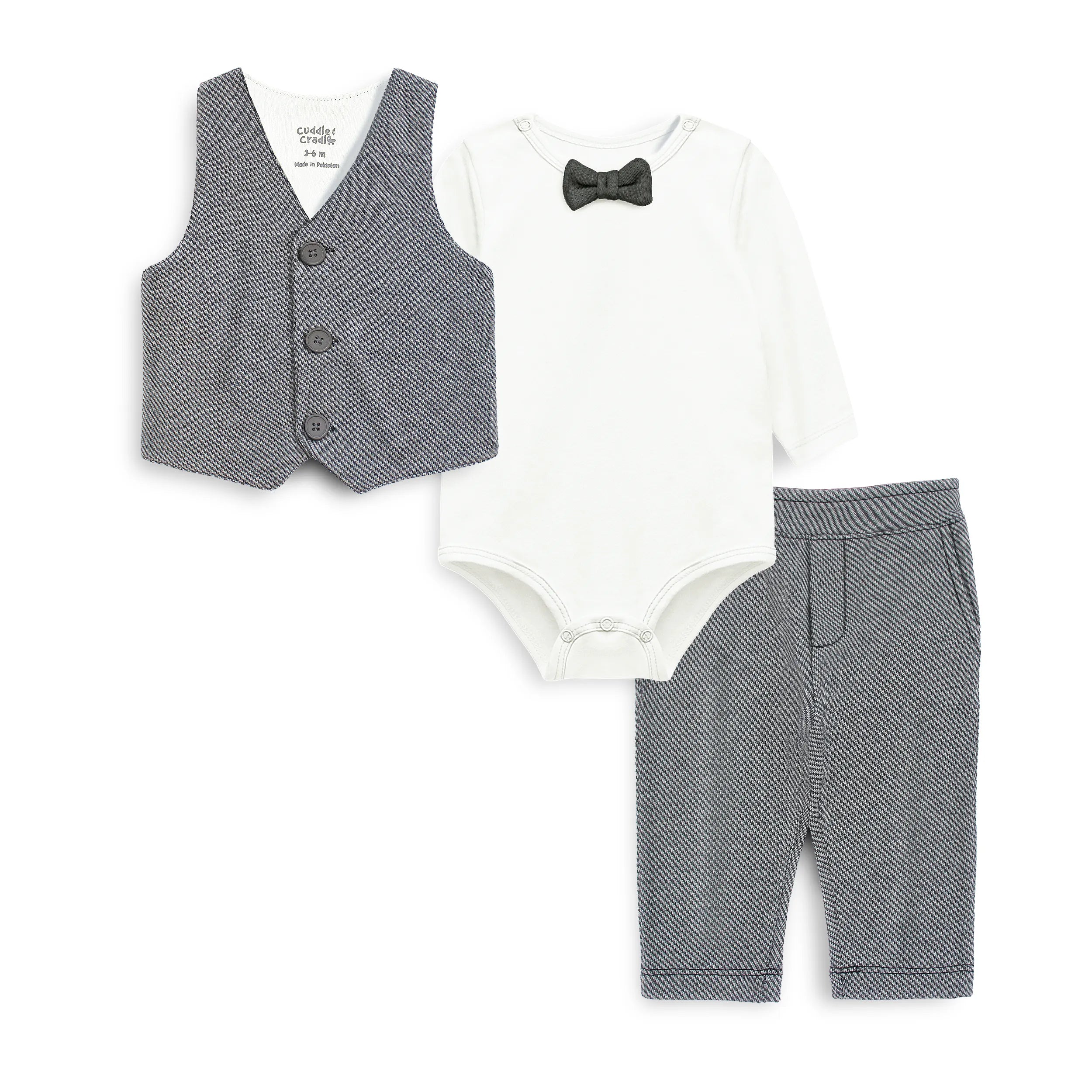 Baby Waistcoat Set (Grey)