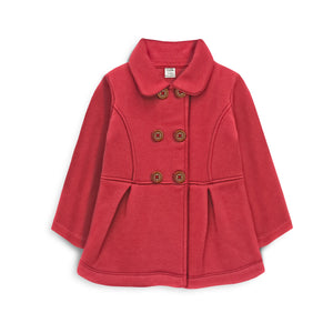 Girls Fleece Coat Red-002