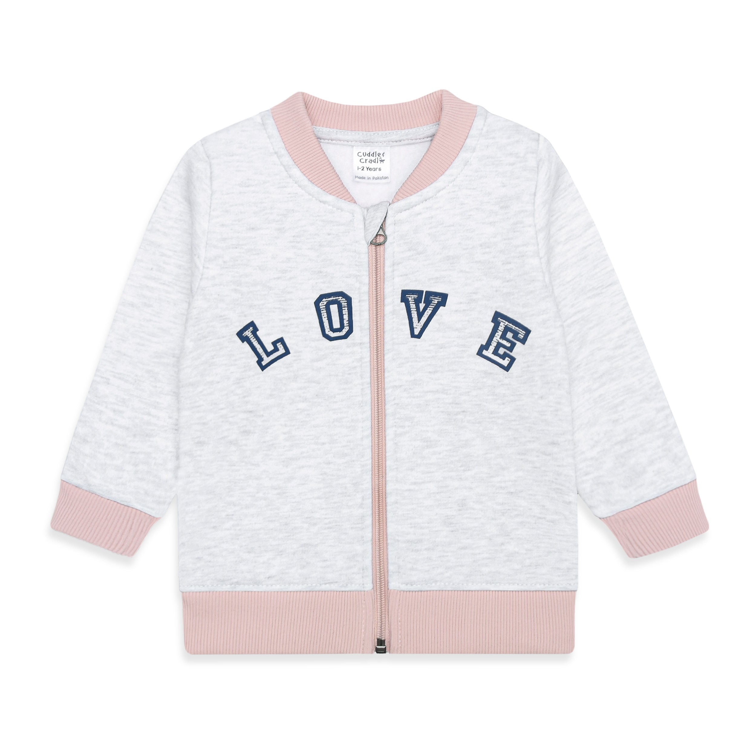 Girls Fleece Zipper Love