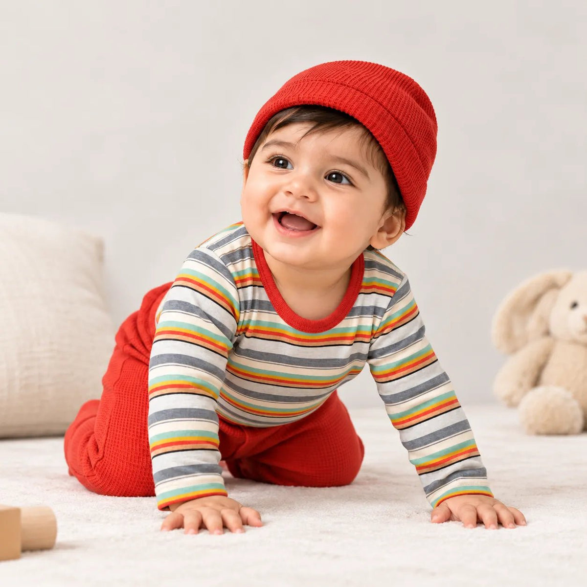 Baby Bodysuit & Trouser Set (Red Striper)