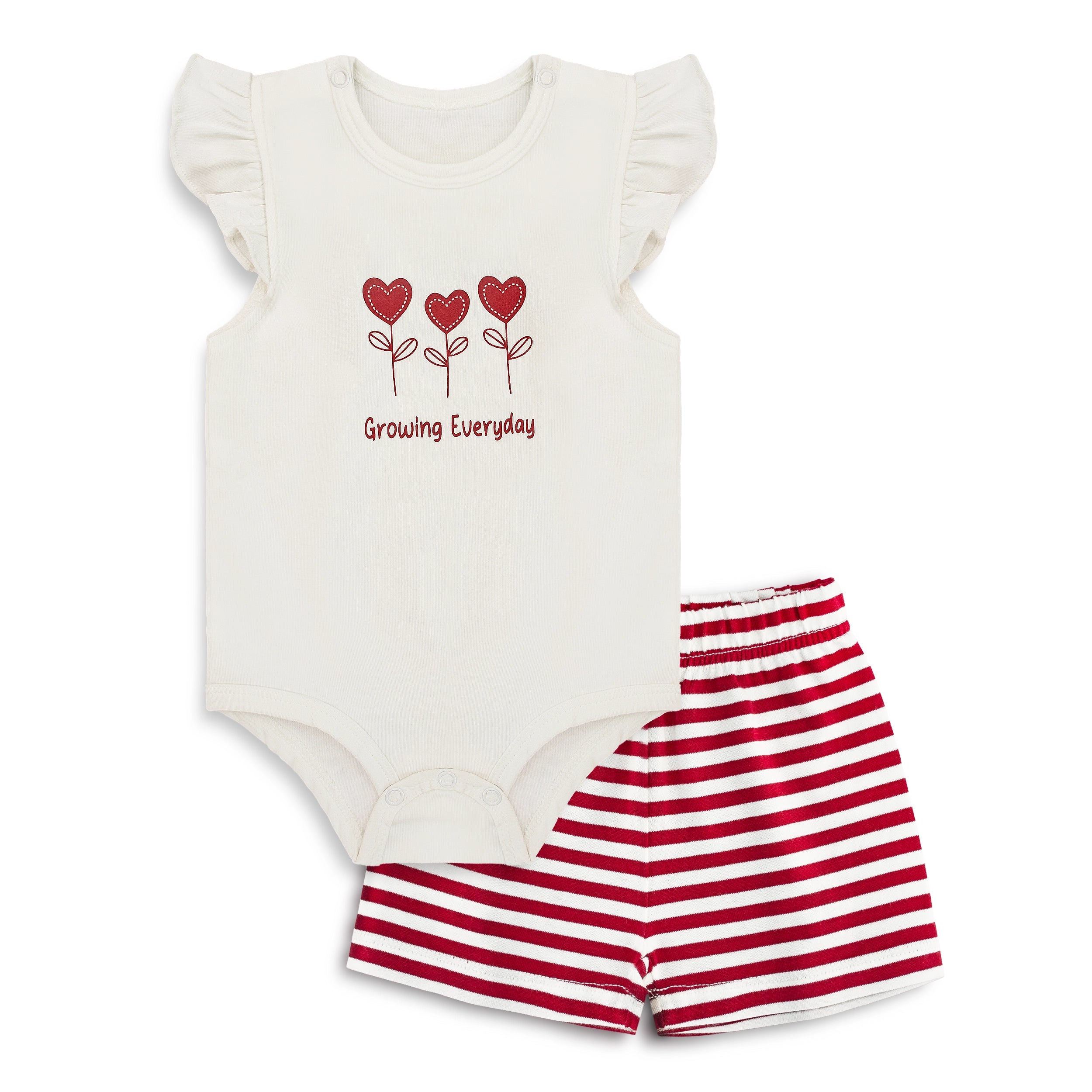 Baby Girls' Bodysuit & Shorts (Stripes)