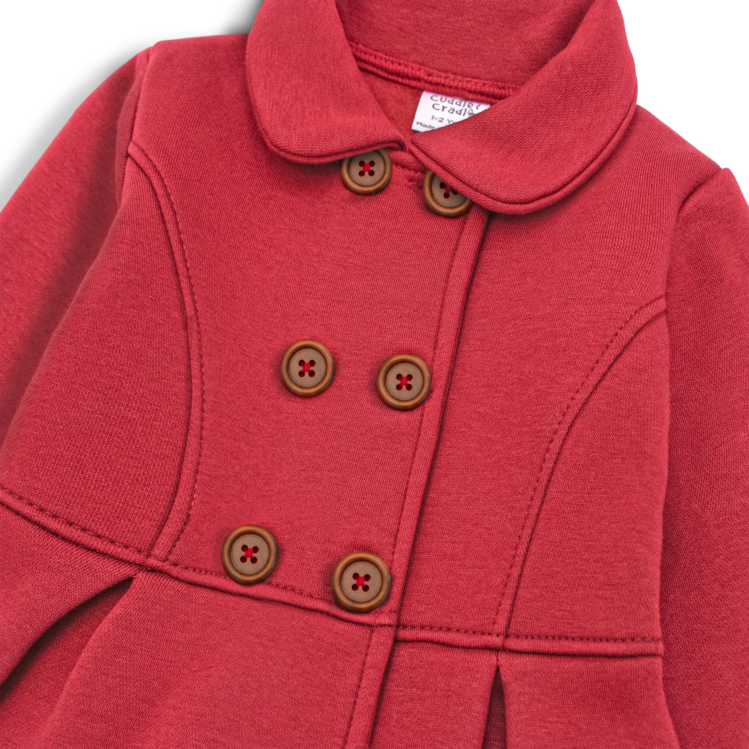 Girls Fleece Coat (Red-002)