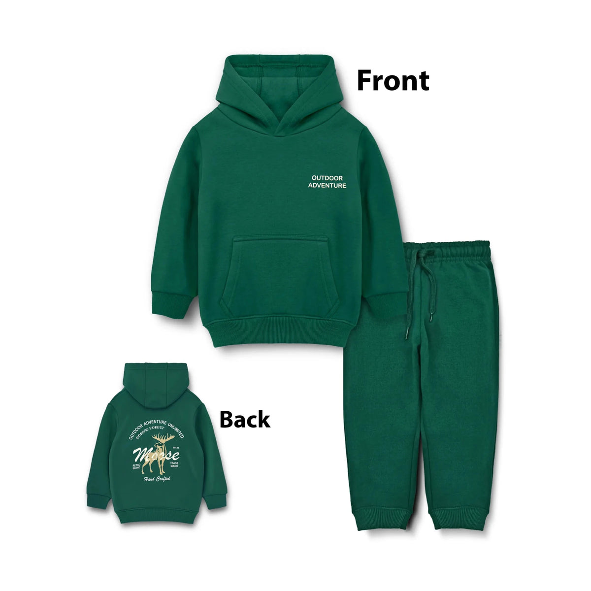Kids Fleece Hoodie & Trousers Set (Moose - 002)