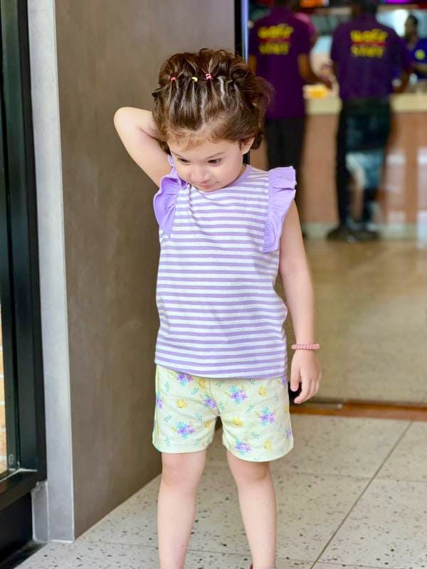 Girls Shirt & Shorts (Stripes)
