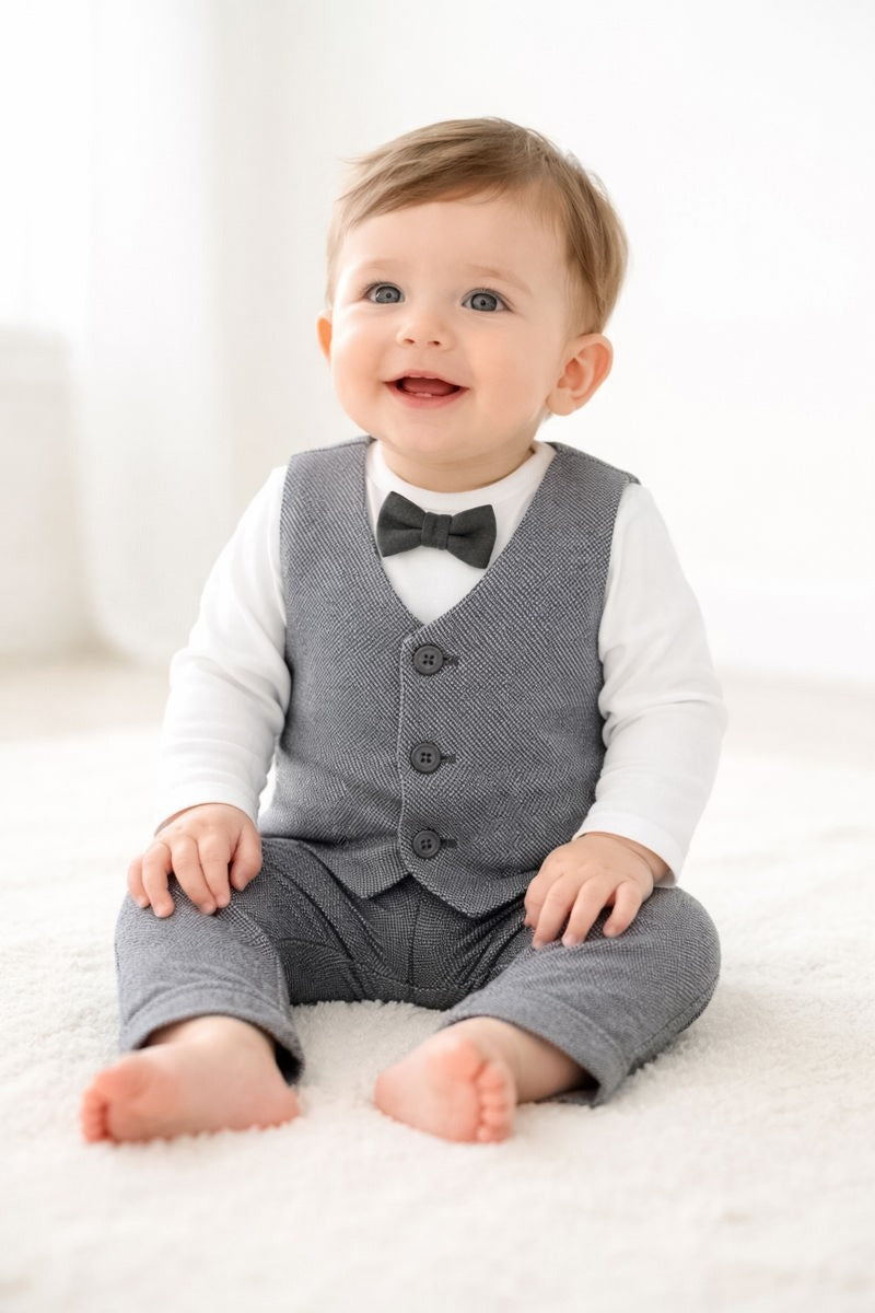 Baby Waistcoat Set (Grey)