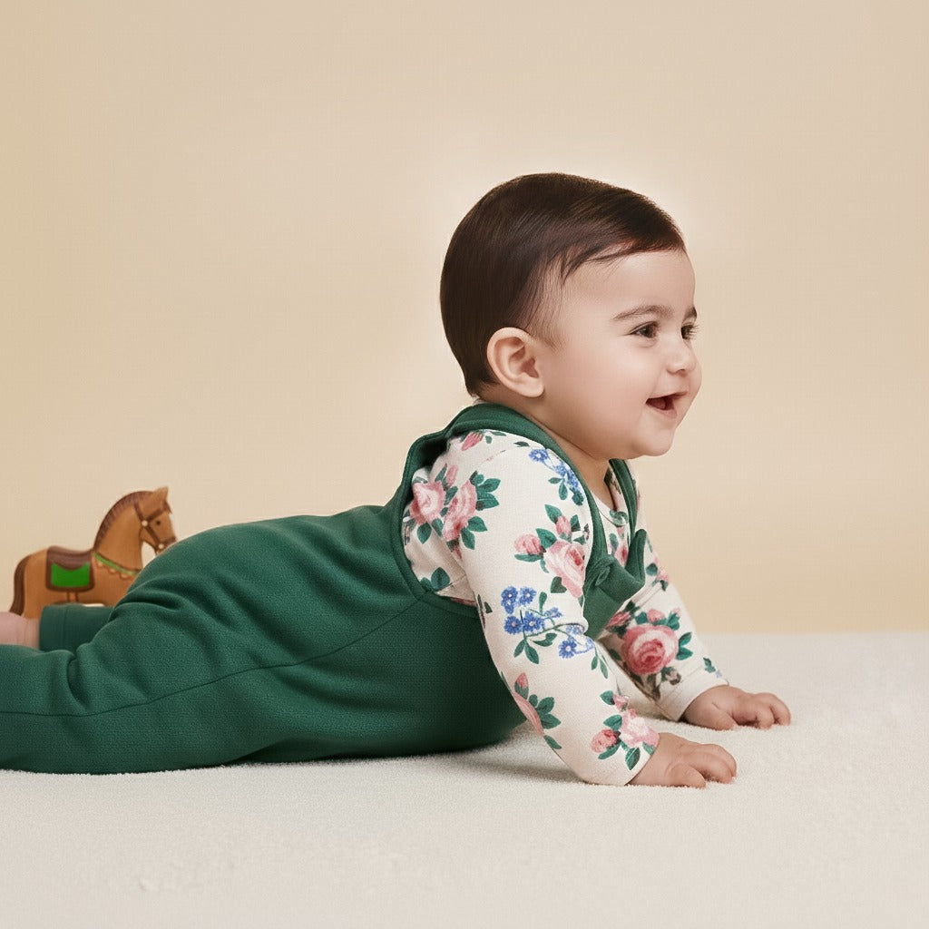 Baby Fleece Romper Set (Jade Green)