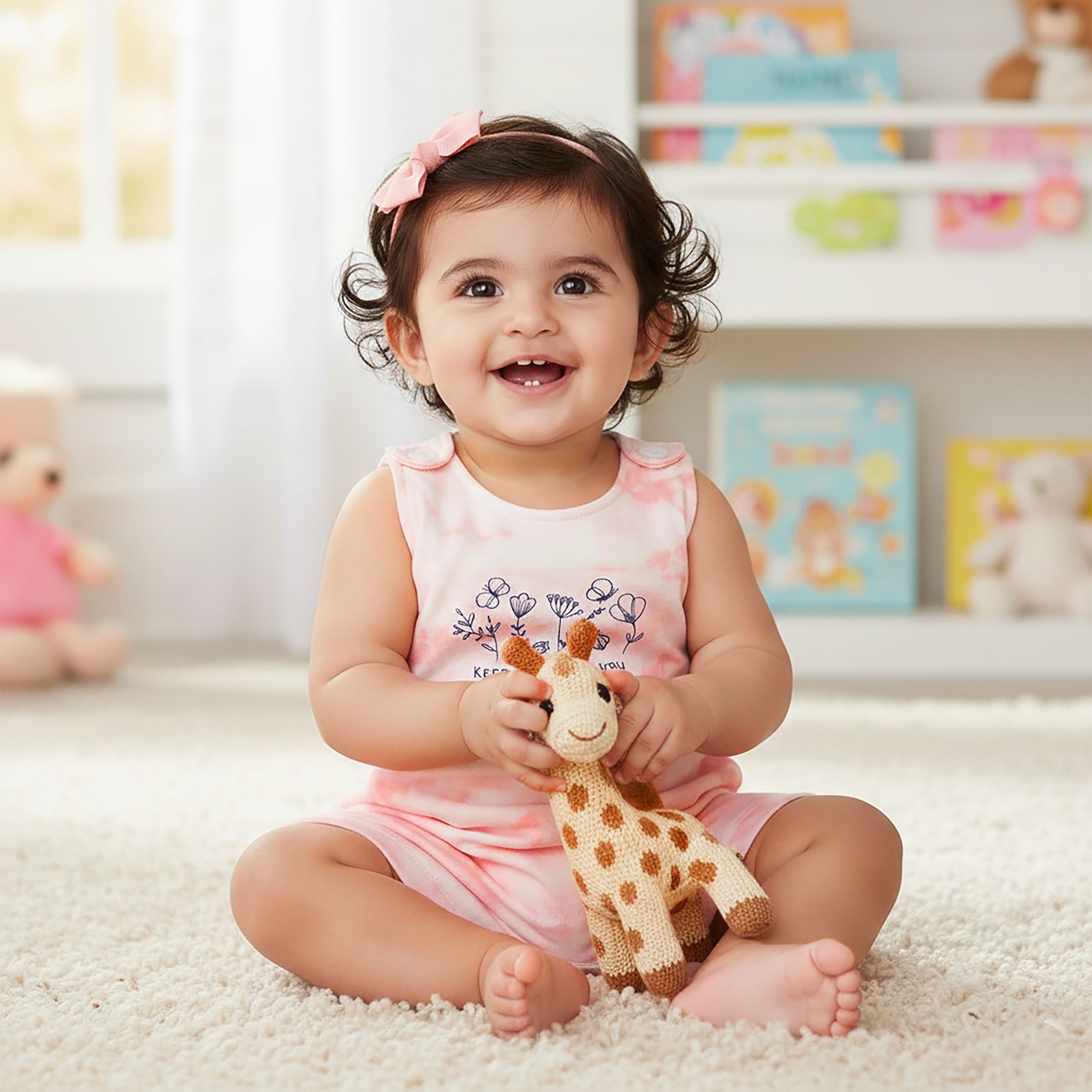 Girls Half-length Romper (Tie and Dye)