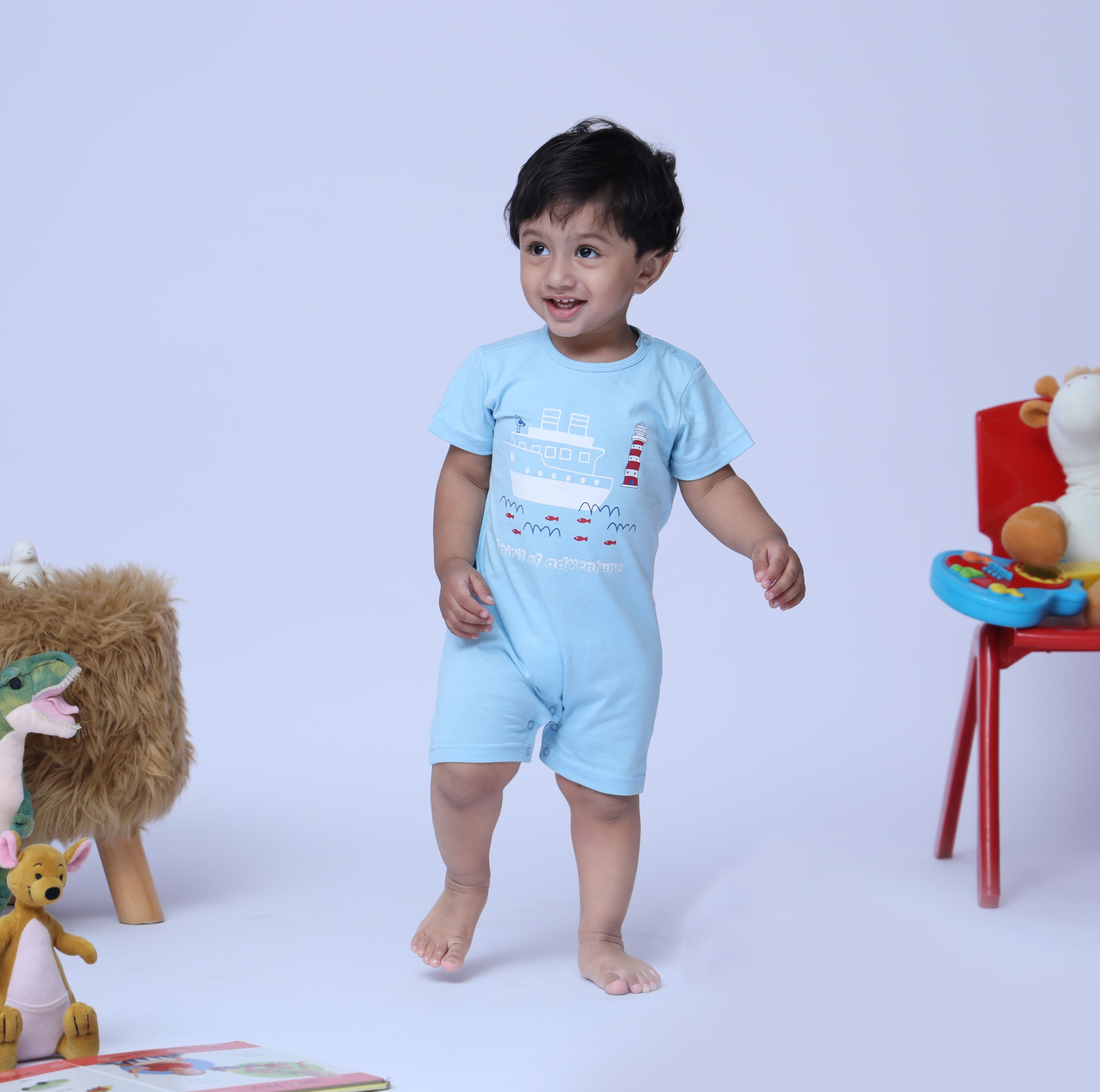 Baby Half Length Romper (Blue)