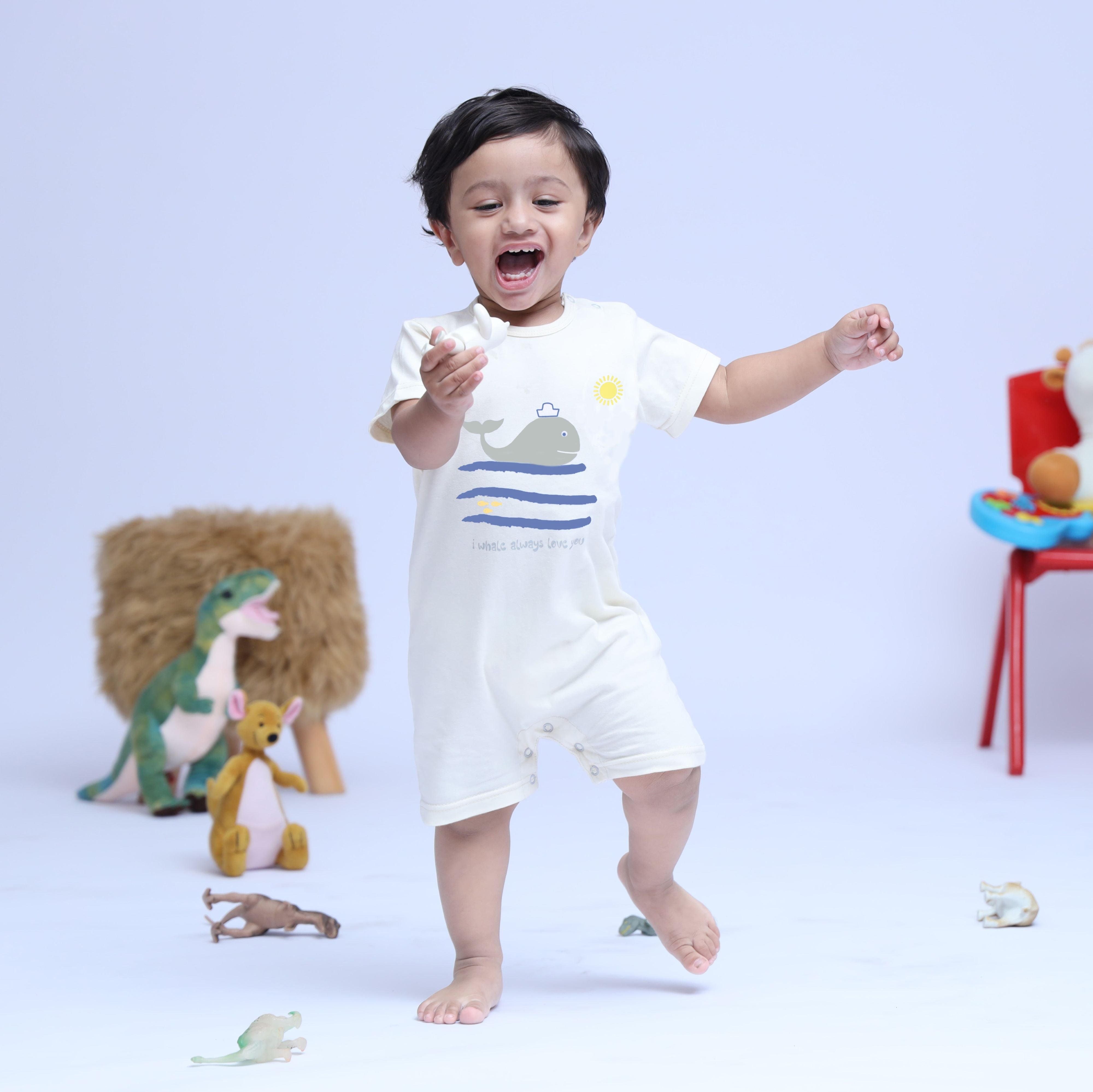 Baby Half Length Romper (Off-White)