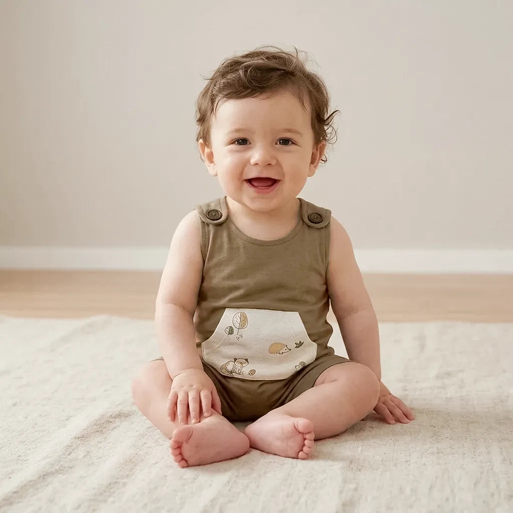 Half-length Romper (Brown)