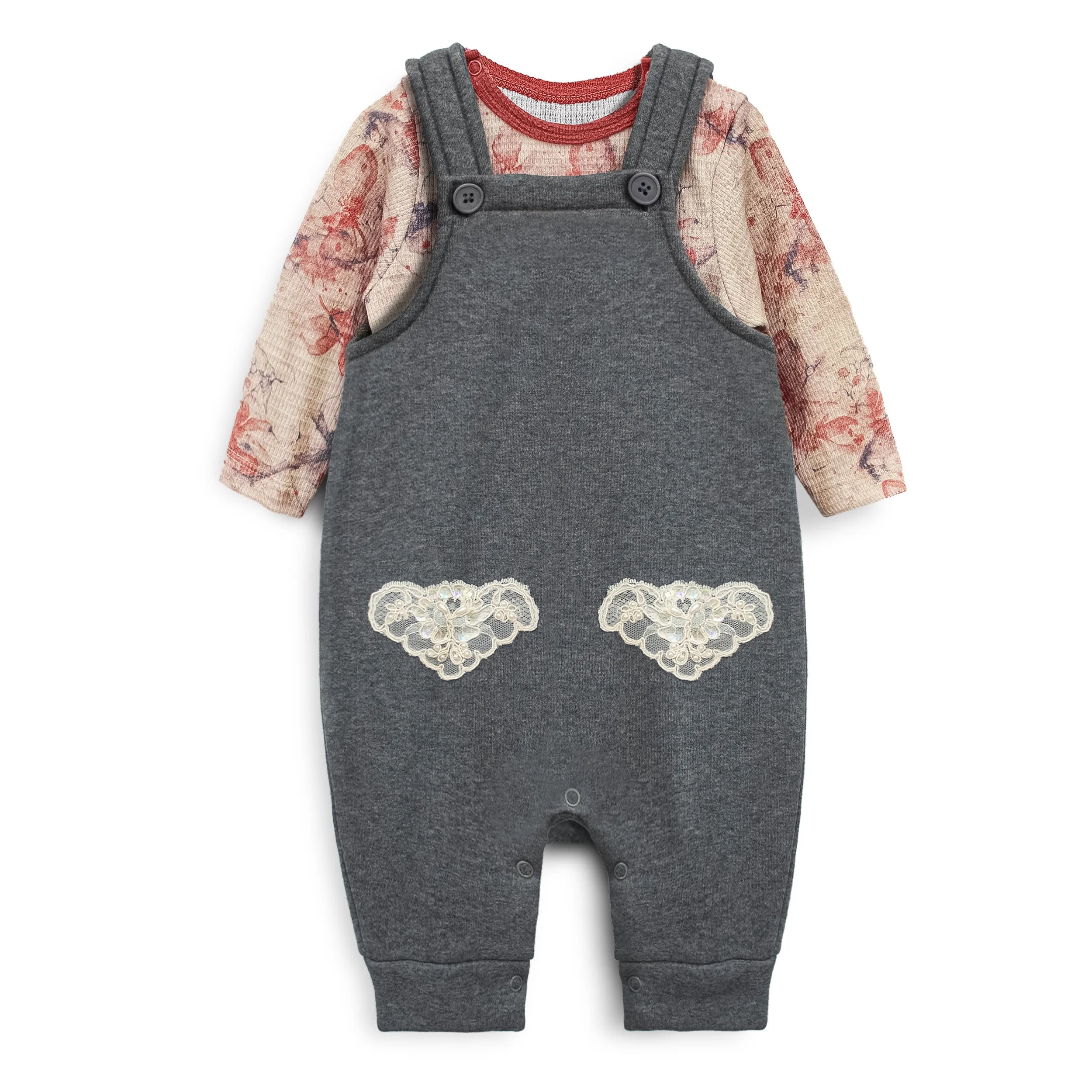 Baby Fleece Romper Set (Floral)