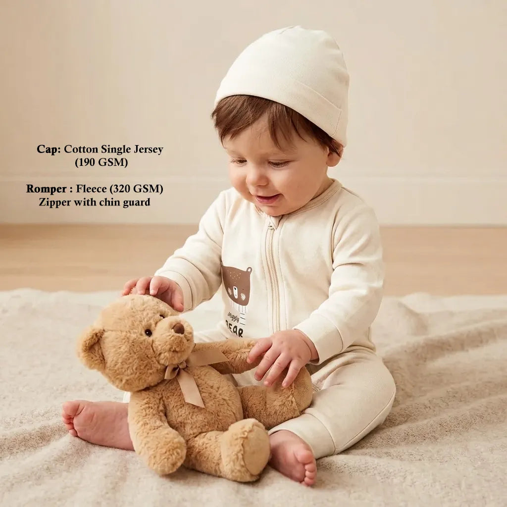 Baby Fleece Full Length Romper Set (Snuggly Bear)
