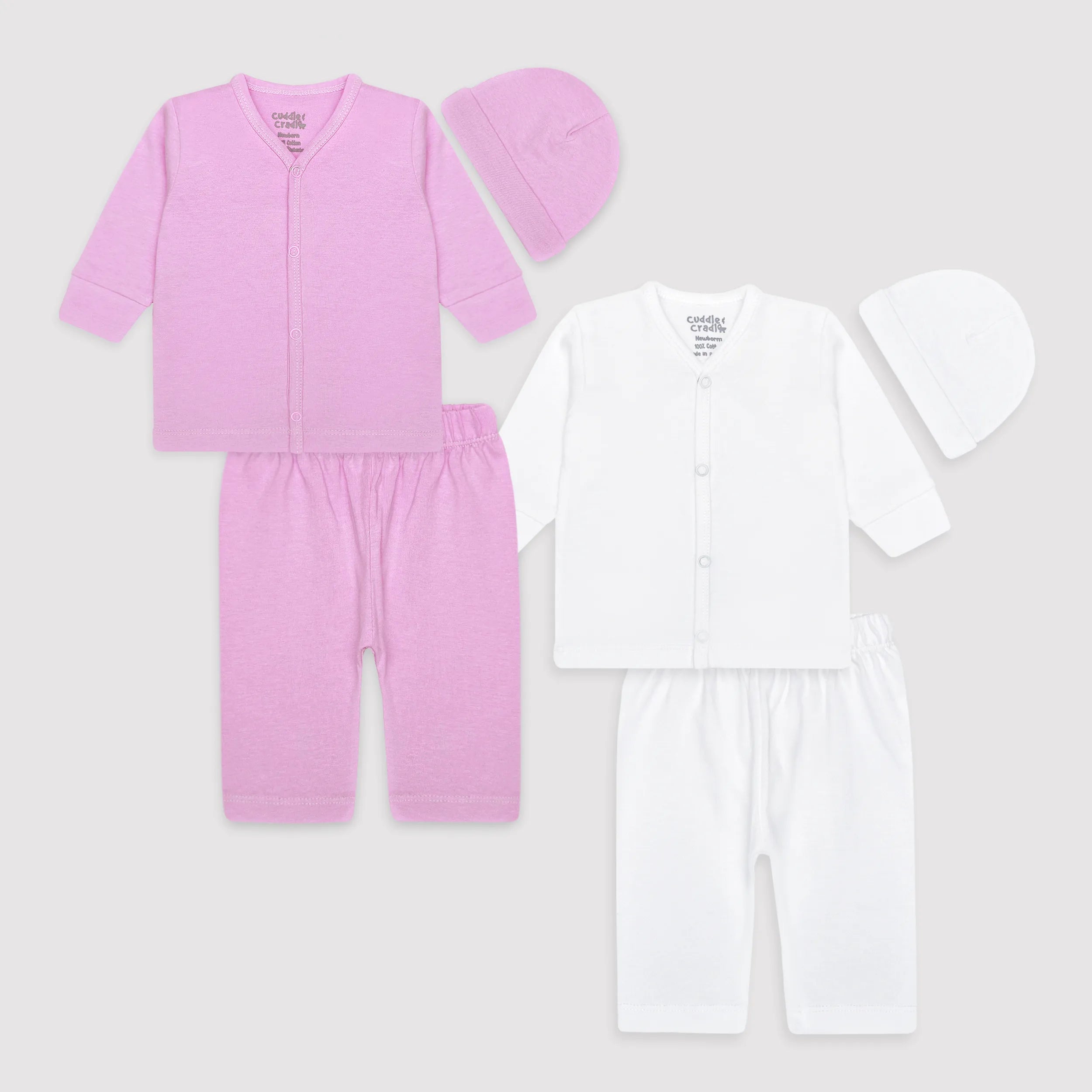 Newborn Set of 6 (White & Pink)