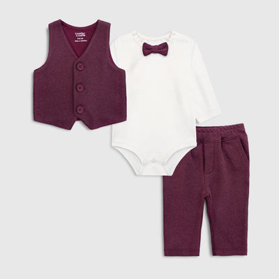 Baby Waistcoat Set (Maroon)
