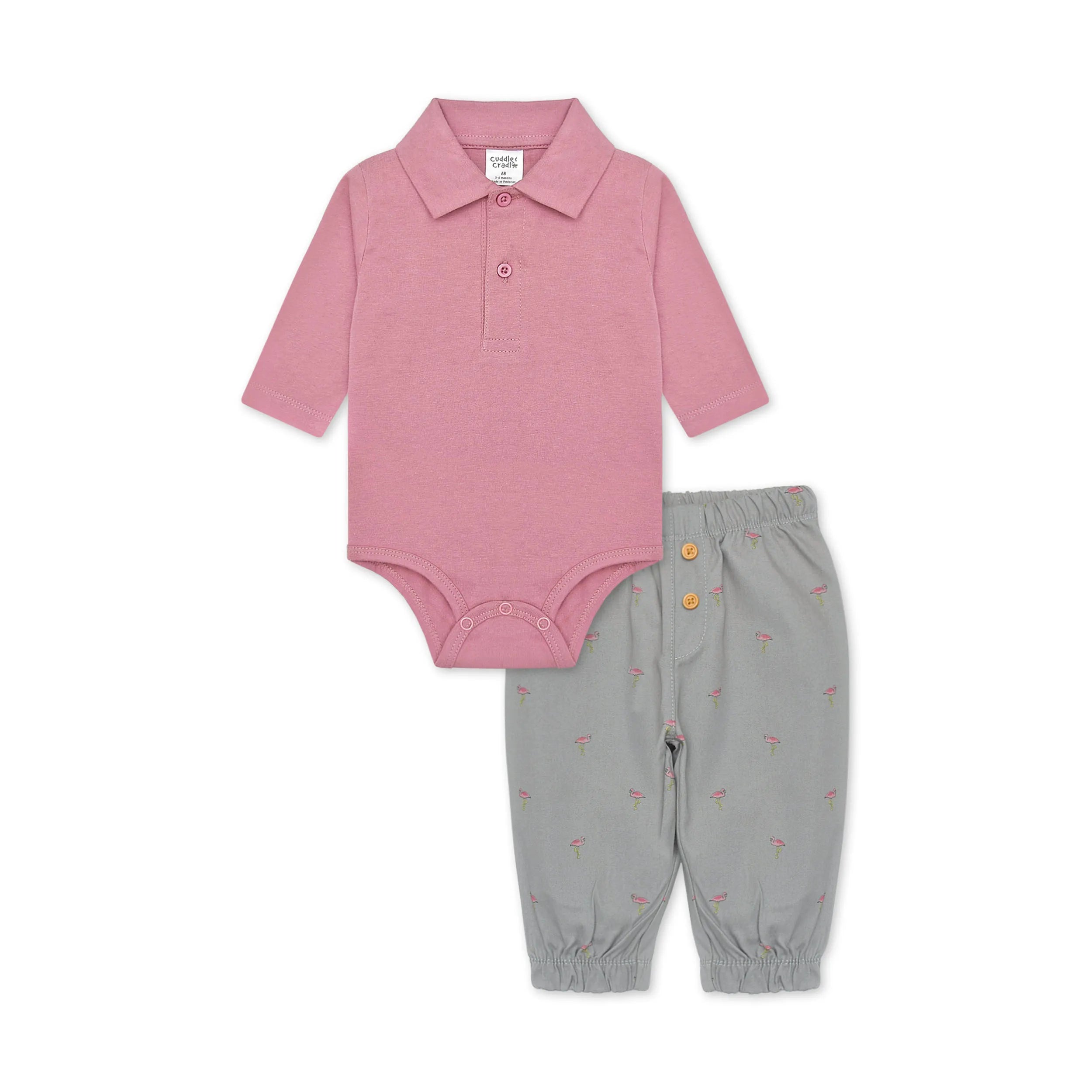 Baby Bodysuit and Trouser Flamingo