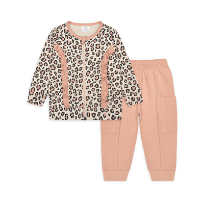 Zipper Sweatshirt & Trouser Set (Animal print)