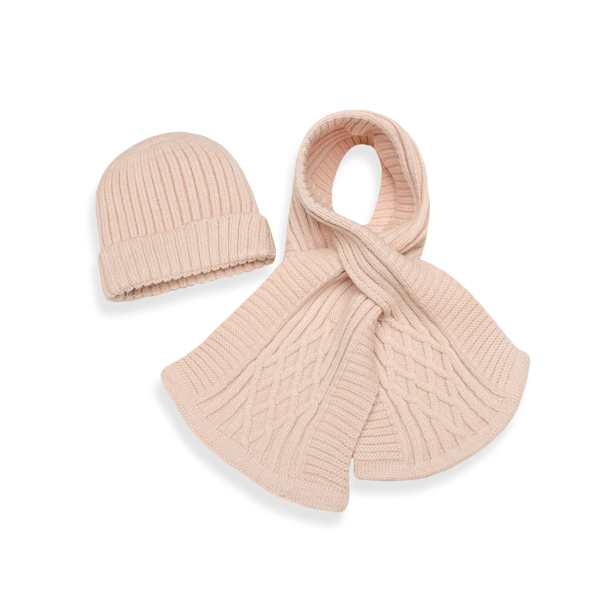 Baby Cap & Scarf Set (Peach)