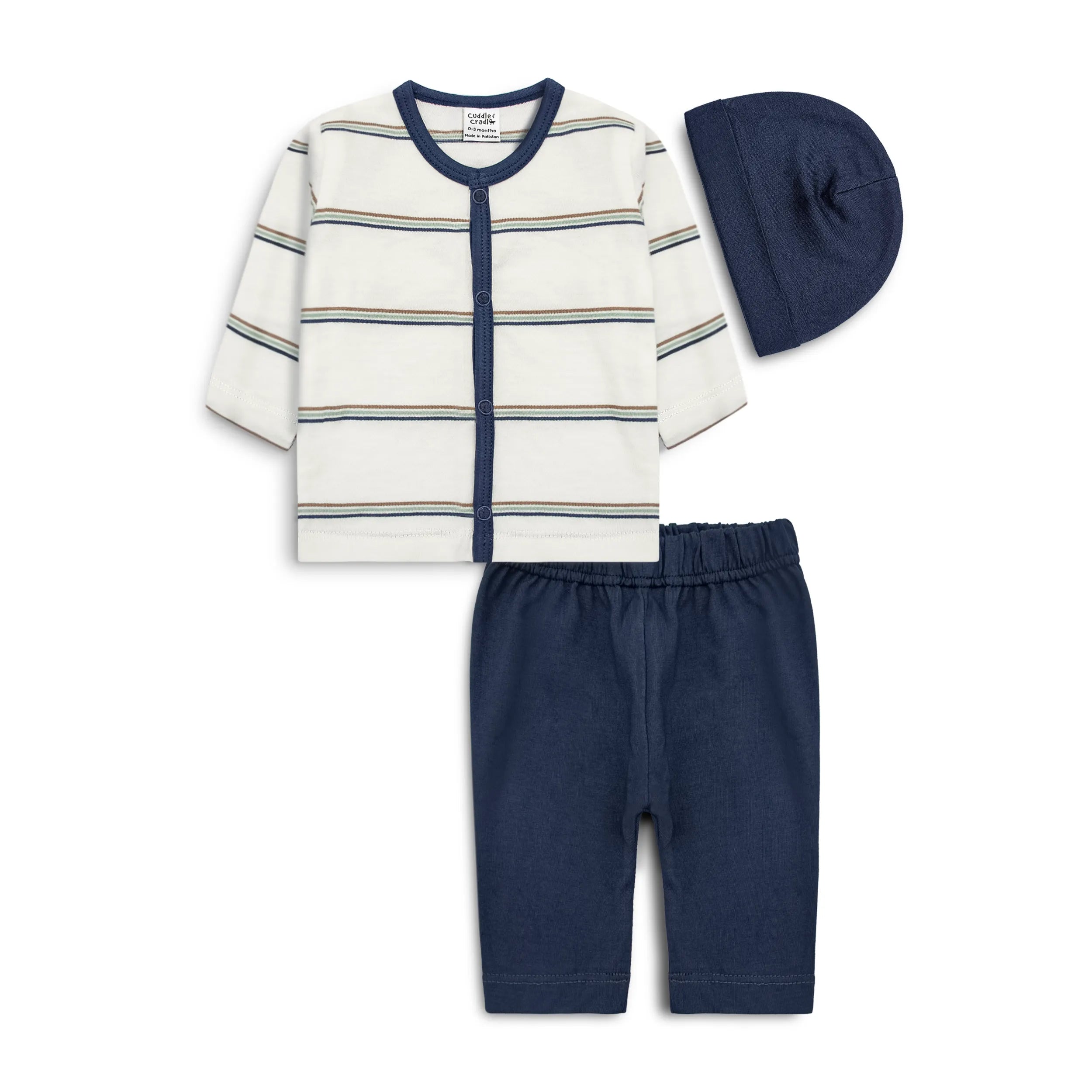 Baby Gift Set of 3 pcs (White Striper)