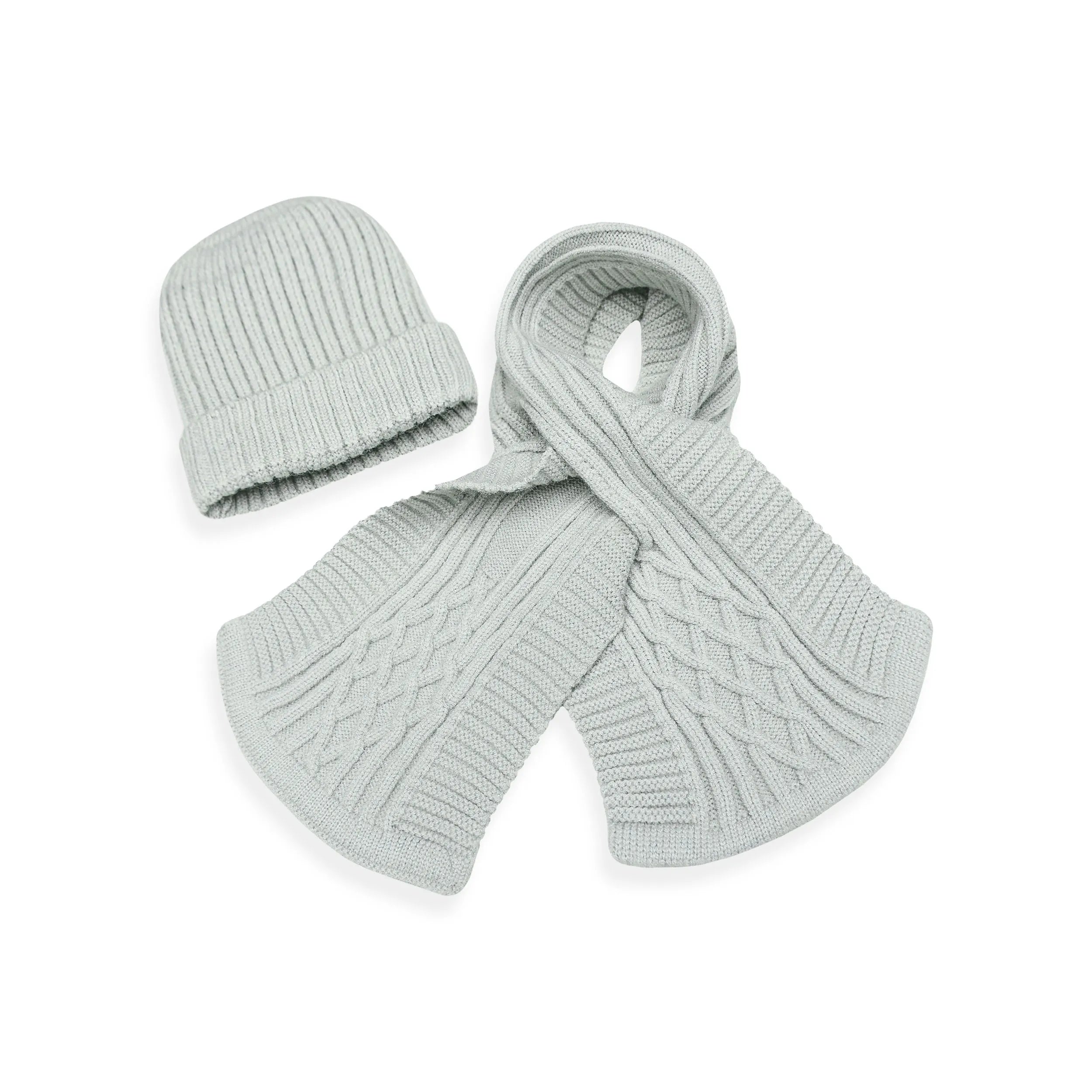 Baby Cap & Scarf Set (Grey)