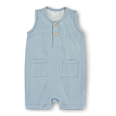 Half Length Romper (Blue Stripes)