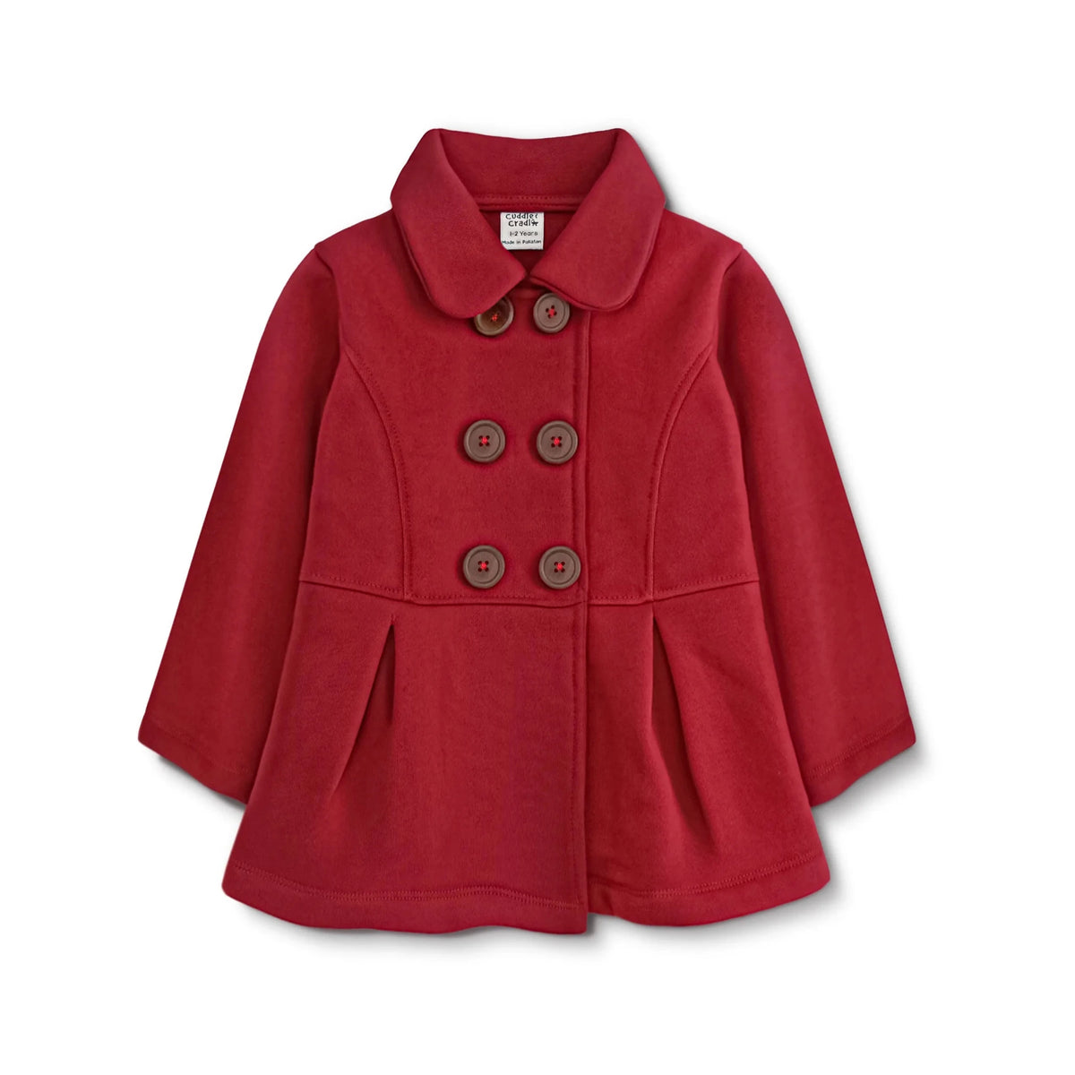 Girls Fleece Coat (Red-001)
