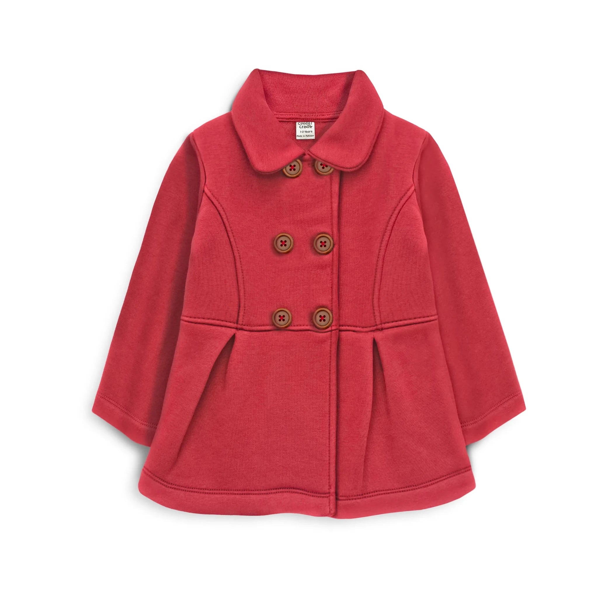 Girls Fleece Coat Red-002