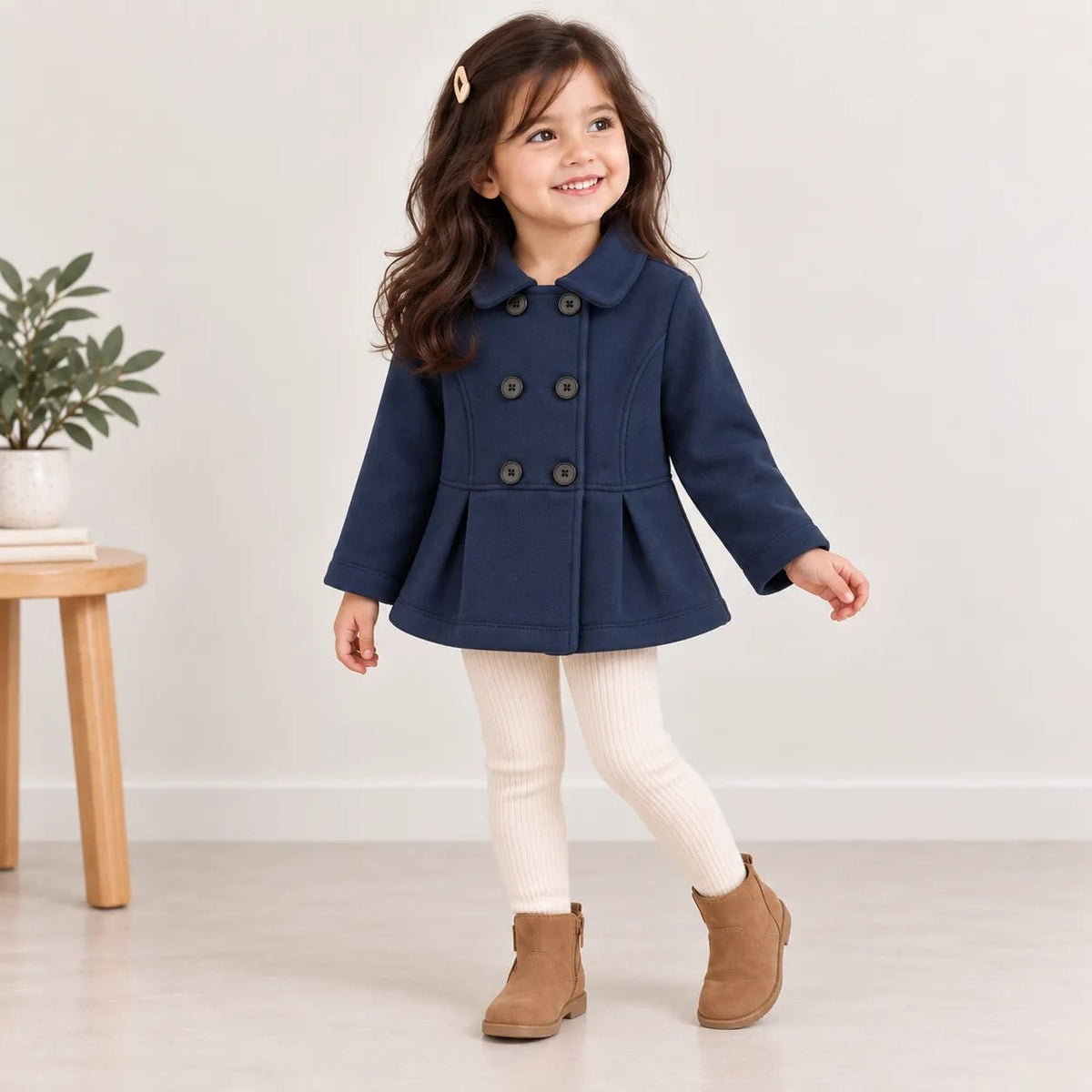 Girls Fleece Coat (Navy)