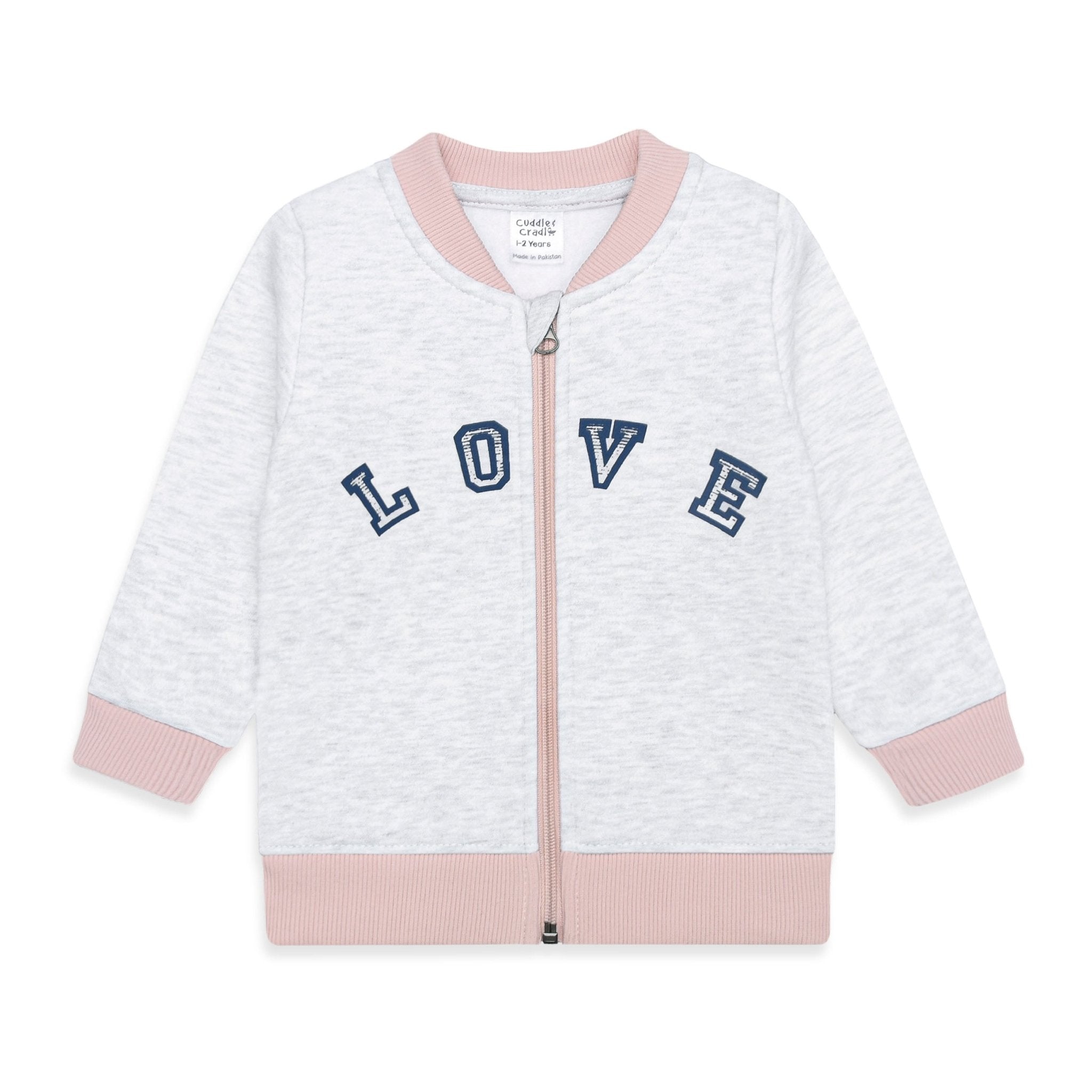 Girls Fleece Zipper Love