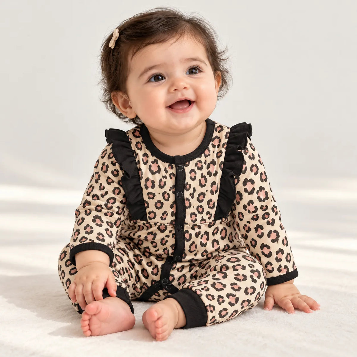 Baby Full Length Romper (Leopard Print)