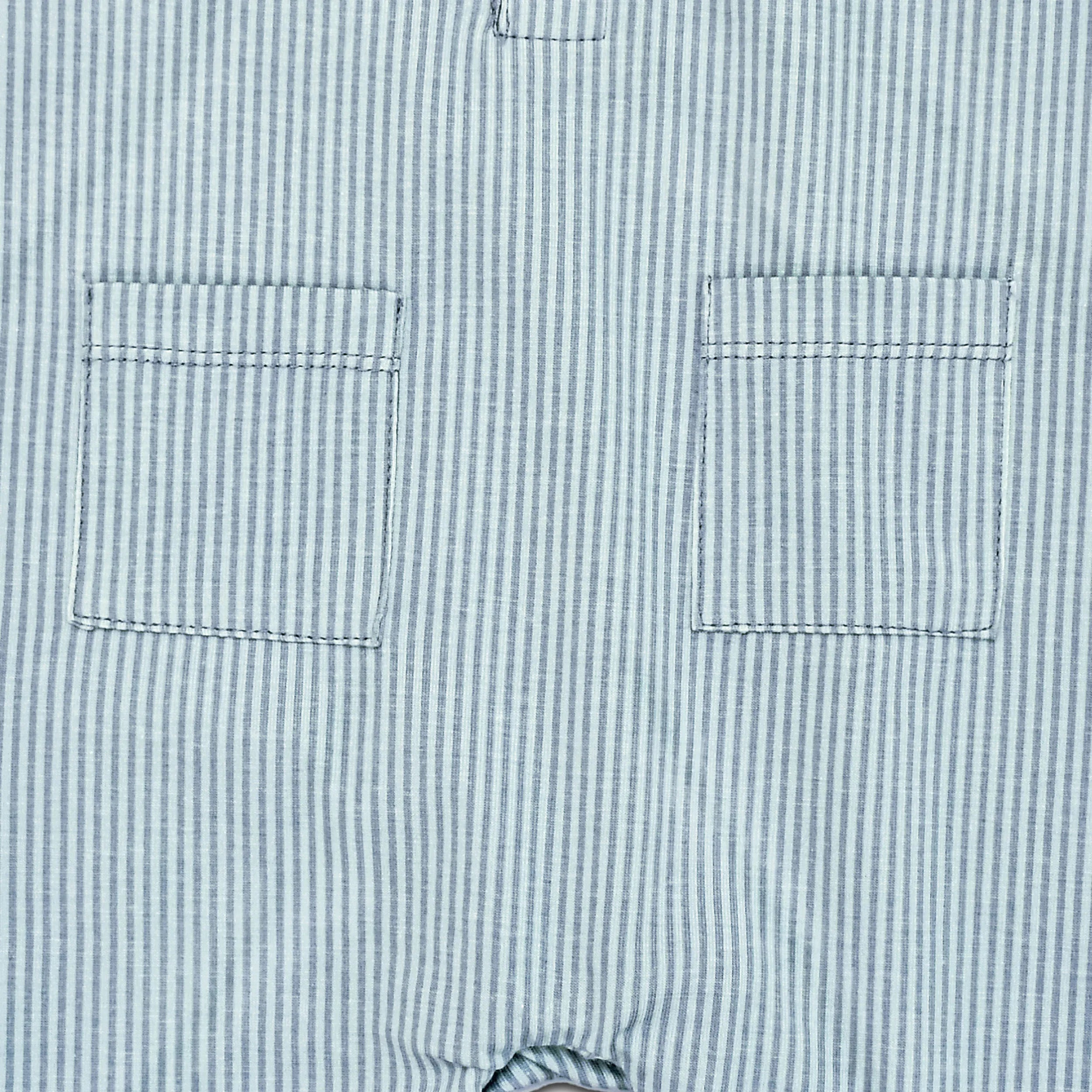 Half Length Romper (Blue Stripes)