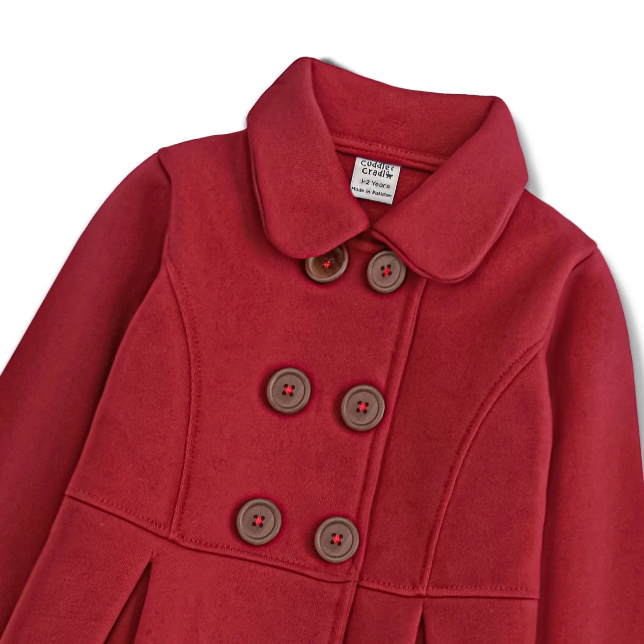 Girls Fleece Coat (Red-001)