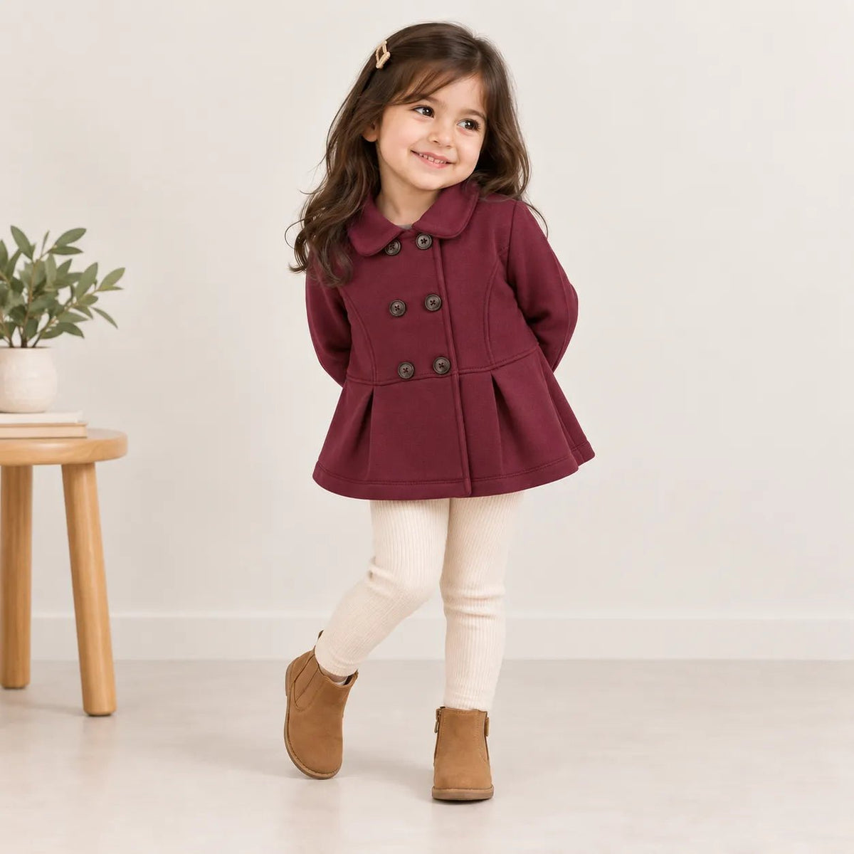 Girls Fleece Coat (Maroon)