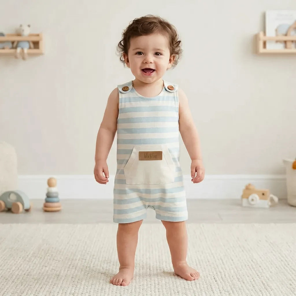 Half-length Romper (Gray Striper)