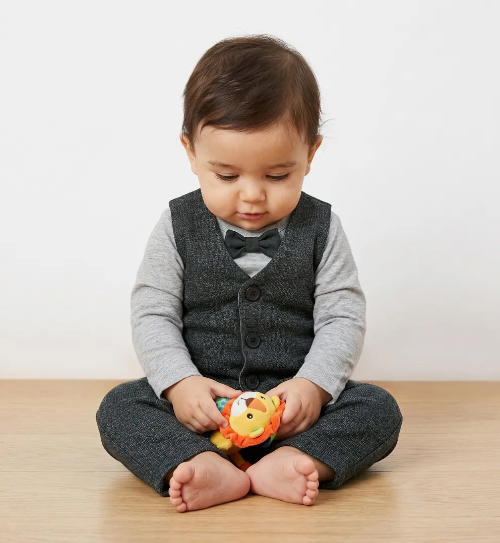 Baby Waistcoat Set (Grey)