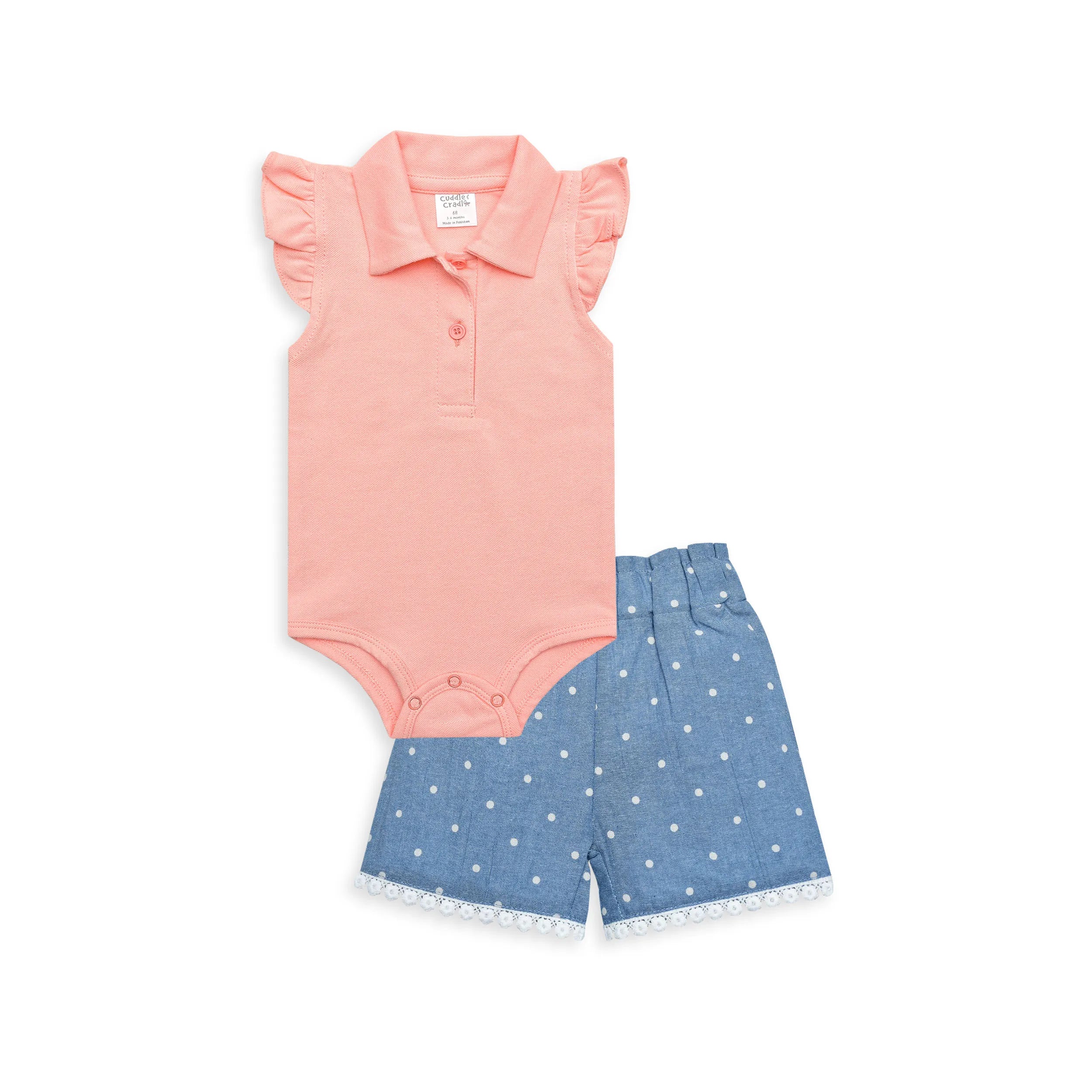 Baby Girl Polo Bodysuit & Shorts