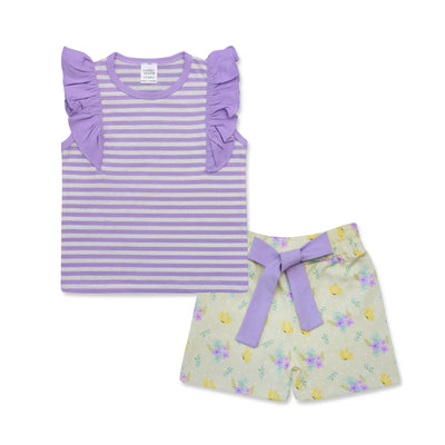 Girls Shirt & Shorts (Stripes)