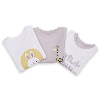 3 Full Sleeve T Shirts With Cute Wild Animals Printed On Front