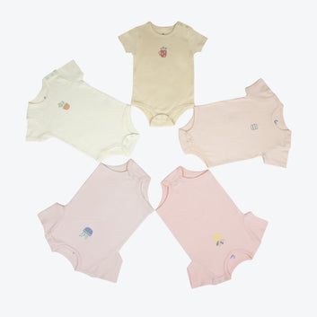 Set of 5 baby bodysuits with beautiful flowers